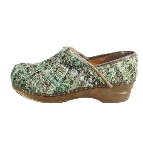 Sanita Tweed Multicolor Leather Woven Nursing Work Clogs Size 7.5 - Picture 1 of 9